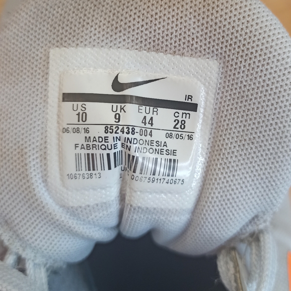 Men 10 Gray Nike Training Lace Up Low Top Orange Logo Zoom Athletic Shoes - Picture 9 of 9